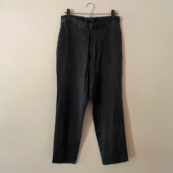 theory Navy Blue 100% Silk Trouser Pants Lightweight Minimalist Women size Small - Picture 1 of 10